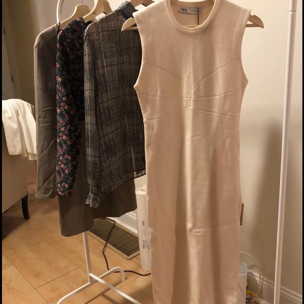 Zara Light Beige Midi Dress